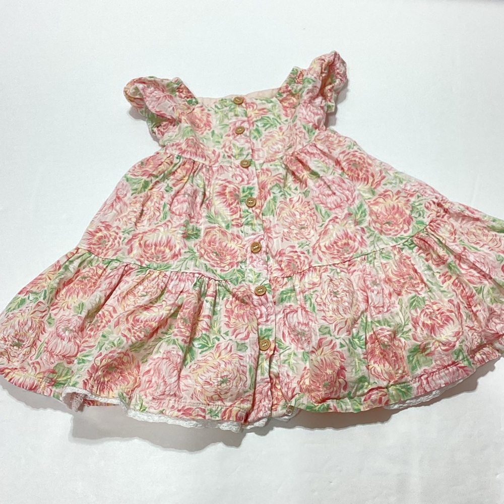 Joie Toddler Dress Joie Floral Button Front Short Sleeve Lined Cotton Dress 3T